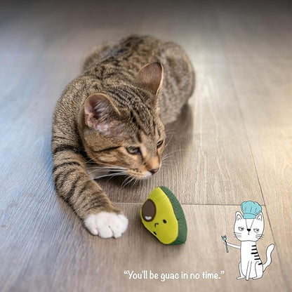Catstages Lil' Avocato Cat Toy, Interactive Plush Avocado with Catnip, Kicker & Chew Toy for Indoor Cats, Encourages Active Play, Mental Stimulation, Dental Health, and Solo Fun, Green