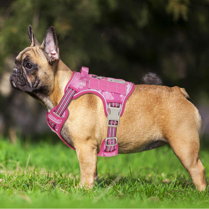 Heavy Duty Tactical Dog Harness for Small Dogs, No Pull Adjustable Pet Harness Reflective Service Training Easy Control Pet Vest Military K9 Working Dog Harnesses- Small, Pink Camo