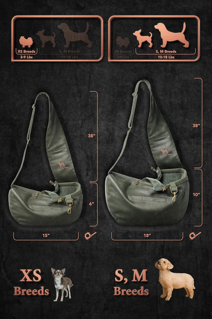 Noah & Paw Dog Sling Carrier for Small Dogs 5-18lb, Dog Sling for Small Dogs and Cats, Dog Carrier with Adjustable Padded Strap, Vegan Denim Lined with Fur, 3X Safety Features, Machine Washable