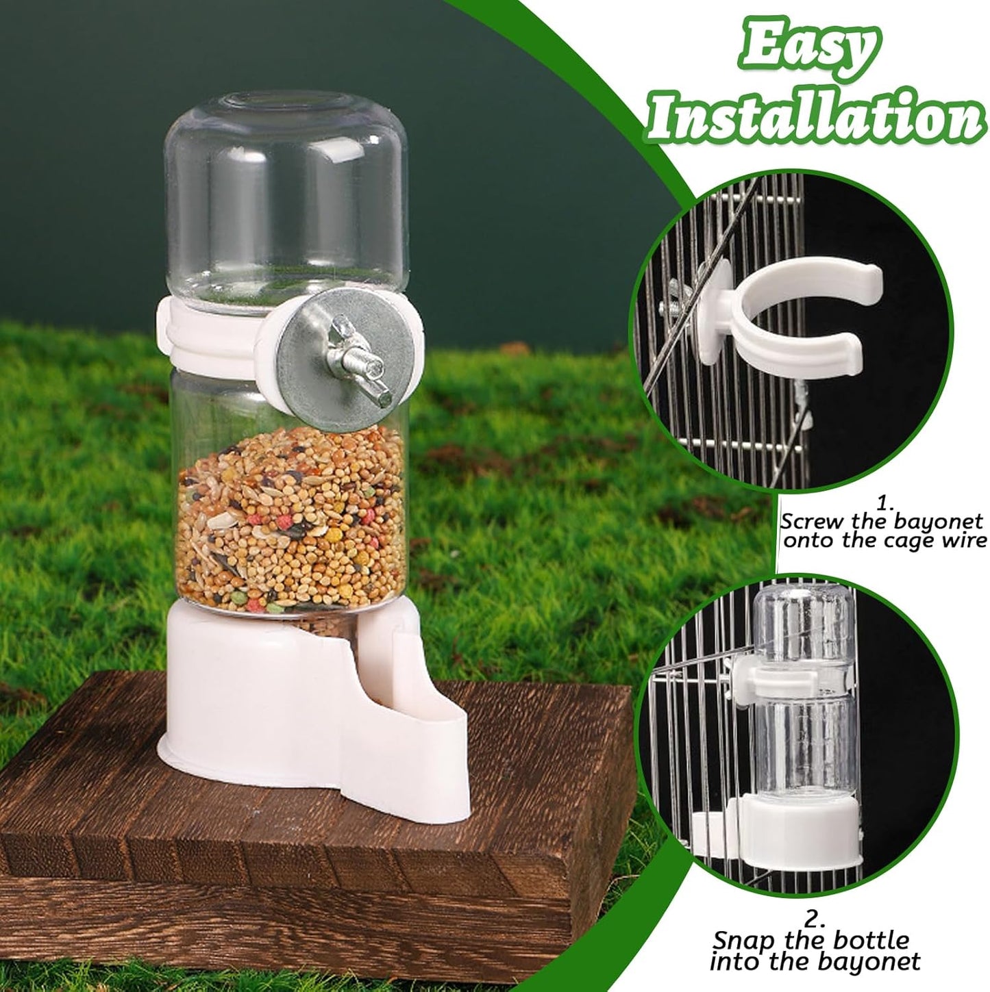 2 Pcs Automatic Bird Feeder and Drinker Set, Hanging Bird Food Bowl, Suitable for Parrots, Cockatiels, Budgies, Rats, Hamsters