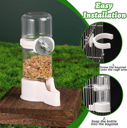 2 Pcs Automatic Bird Feeder and Drinker Set, Hanging Bird Food Bowl, Suitable for Parrots, Cockatiels, Budgies, Rats, Hamsters