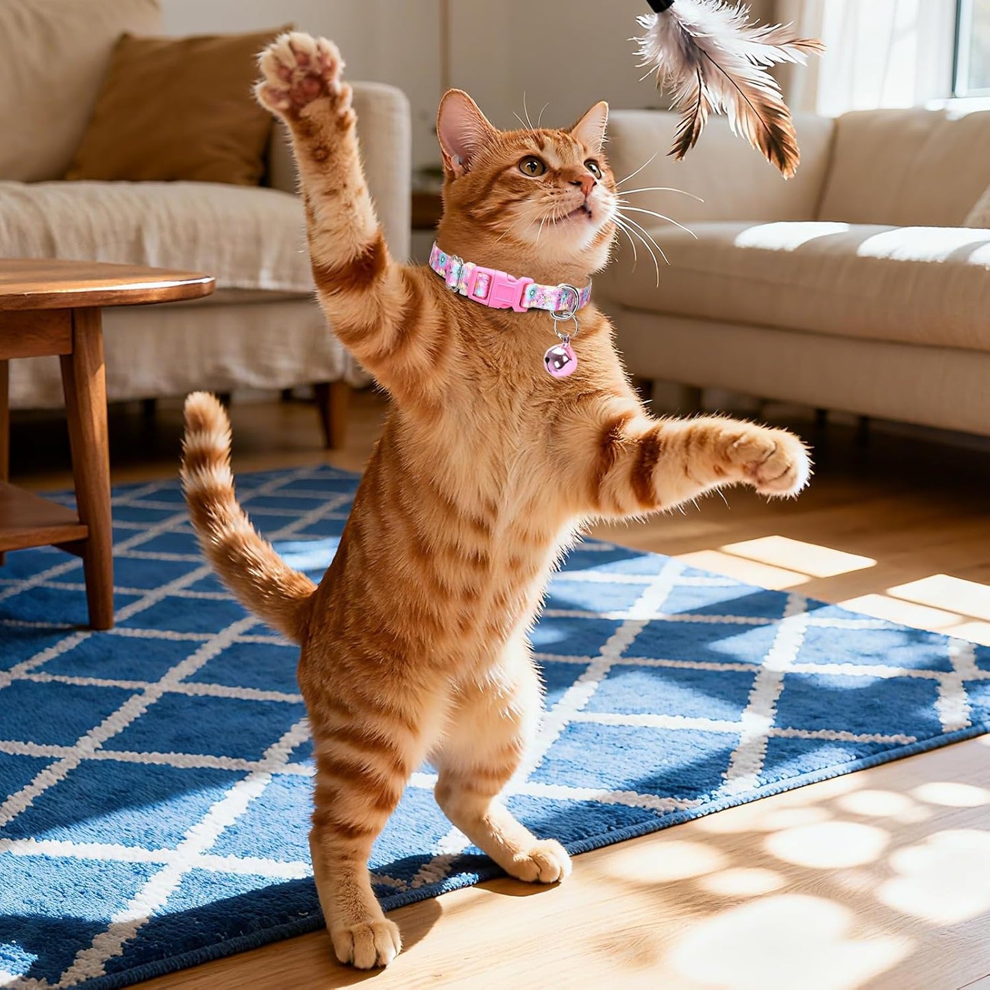 Small Dog Collar with Bell - Durable Nylon Collar for Small Breeds, Adjustable Flower Pattern Collar for Chihuahua Pomeranian Yorkie, Heavy-Duty for Active Puppies（S）