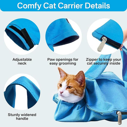 Cat Carrier Pouch, Soft Cat Bag Carrier for Bonding & Stress-Free Vet Visits, Cozy Cat Pouch Carriers to Comfort and Cuddle Your Kitty, for Medium & Small Cats, Sky Blue
