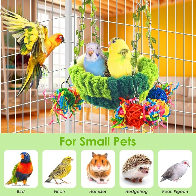 KATUMO Conure Nest, Bird Breeding Bed Cockatiel Snuggle Nest Parakeet Swing Bed for Small Pets, Size Large