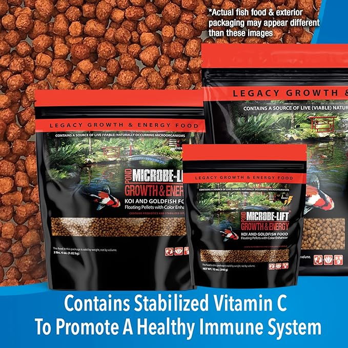 MICROBE-LIFT High Growth and Energy Floating Fish Food Pellets for Ponds, Water Gardens, and Fountains, Safe for Live Goldfish and Koi, 14.5 lbs
