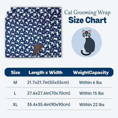Paw Legend 35.4" Cat Wrap for Grooming Cat Wrap for Cutting Nails Cat Restraint for Nail Clipping Self Adhesive Blanket Restraint Cloth for Cats Within 22lbs