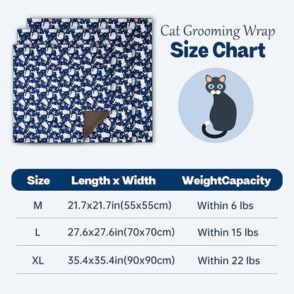 Paw Legend 21.7" Cat Wrap for Grooming Cat Wrap for Cutting Nails Cat Restraint for Nail Clipping Self Adhesive Blanket Restraint Cloth for Cats Within 6lbs