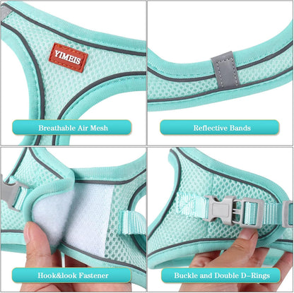 YIMEIS Dog Harness and Leash Set, No Pull Soft Mesh Pet Harness, Reflective Adjustable Puppy Vest for Small Medium Large Dogs, Cats (Tiffany Blue, X-Small (Pack of 1)