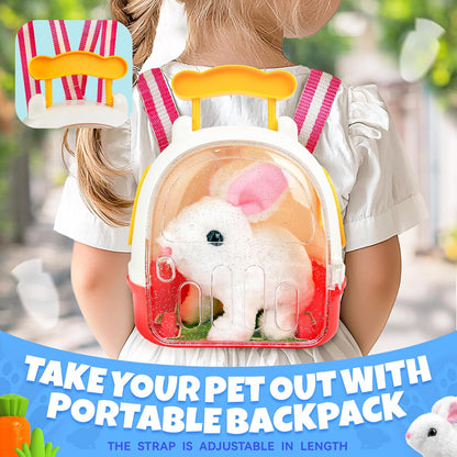 SMILESSKIDDO Jumping Rabbit Toys for Girls - Electronic Hopping Bunny with Wiggle Ears & Nose, Storage Cage and Accessories, Interactive Pet Gifts for Toddlers 1 2 3 4 5 6 Year Old