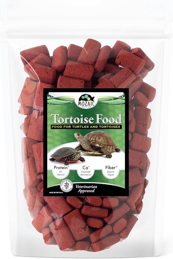 Mozaic Tortoise Food & Turtle Pellets Supplement - Complete Formulated Diet for Sulcata & Desert & Other Pet Tortoises, Essential Amino Acids & Nutrients, Economical Dry Pellet, 15 Ounce Bag