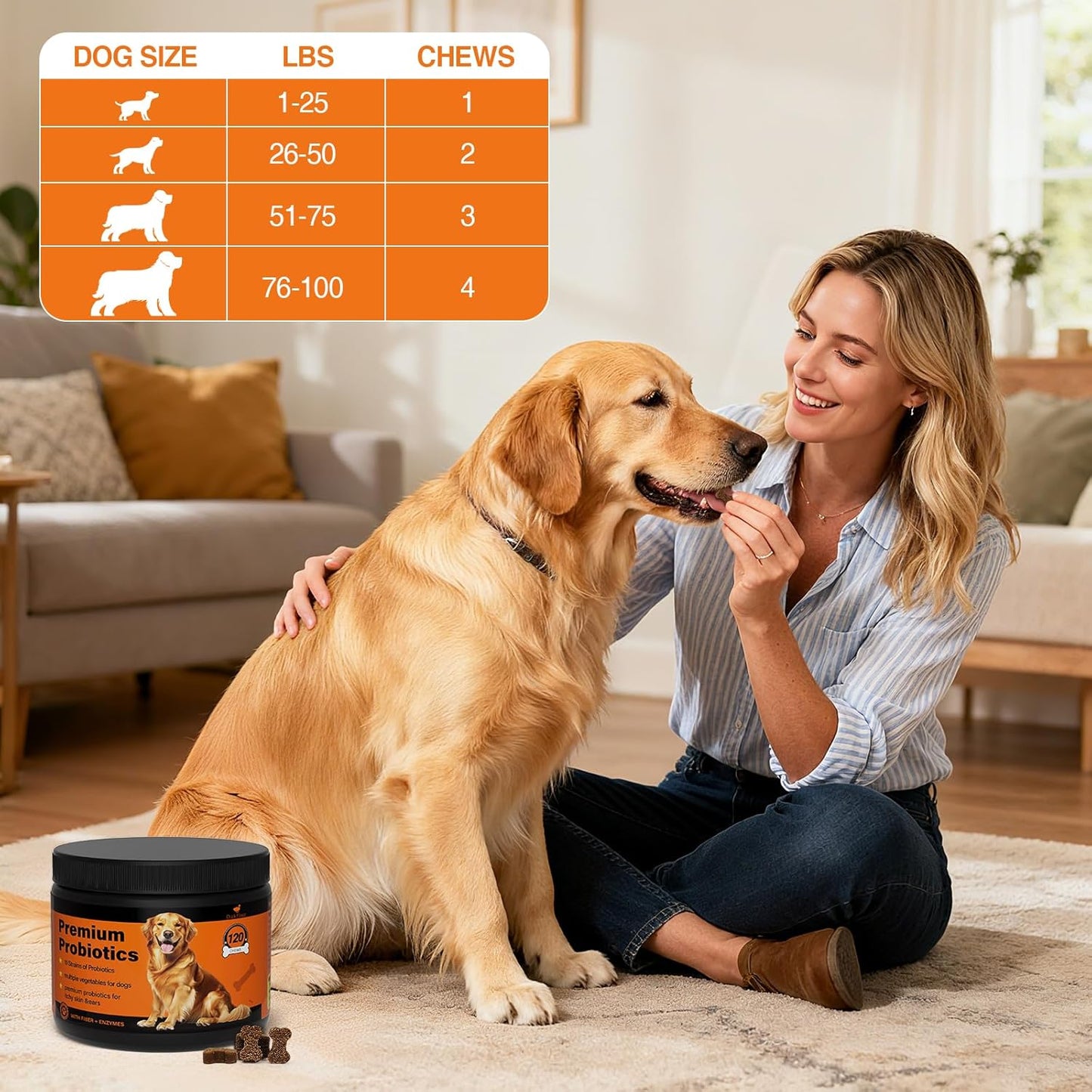 Premium Probiotics for Dogs with Digestive Enzymes & Fiber | Duck Flavor Soft Chews for Itchy Skin, Ear Health, Gut & Immune Support (Duck)