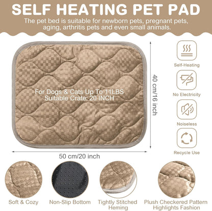 4 Pack Self Warming Cat Mat Self Heating Cat Pad Warm Thermal Pet Bed Washable Dog Crate Pad Body Heat Dog Bed Mat Blanket Non Slip Bottom for Outdoor Indoor Pets