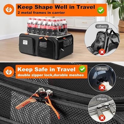 19x13x9 TSA Approved top Expandable pet Carrier for Small Dog Puppy cat up to 10 lbs Weight and 18'' Length, for Southwest Spirit Canada Airlines