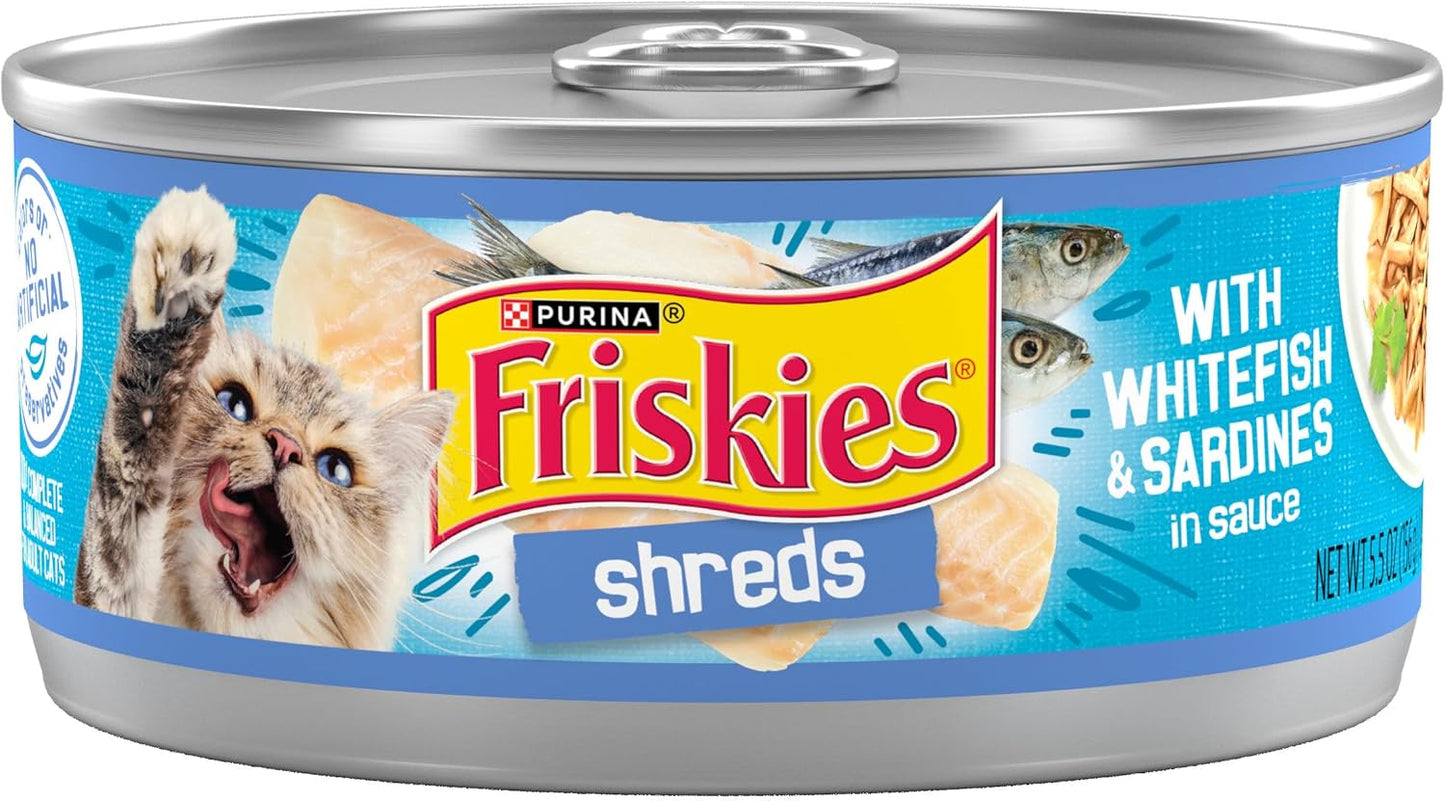 Purina Friskies Shreds With Whitefish and Sardines in Sauce Wet Cat Food - (Pack of 24) 5.5 oz. Cans