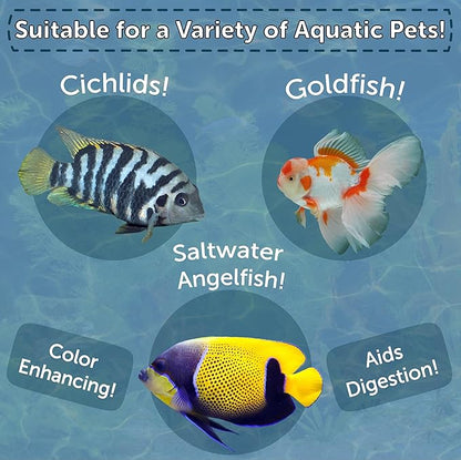 Aquatic Foods Inc. Brine Shrimp, Freeze Dried Floating Brine Cubes for Cichlids, Discus, Tetras, Goldfish, Bettas, Angel Fish, Marines, All Tropicals, Aquatic Turtles 1.3oz Canister