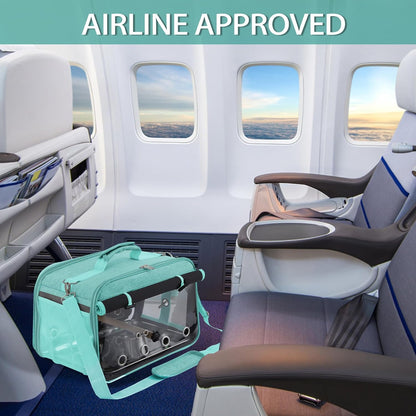 Sanmoncare Airline Approved Bird Carrier, Indestructible Stainless Steel Mesh Parrot Travel Cage, Cockatiels Travel Carrier Lightweight and Portable with Water Bottle and Bowl