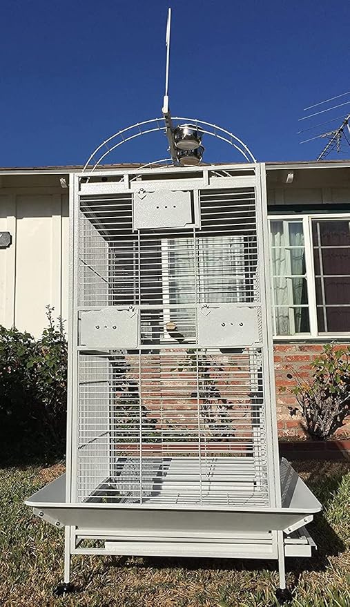 Large Elegant Durable Play Top Double Walk Ladders Perch Stand Bird Parrot Rolling Wrought Iron Cage for Finch Macaw Cockatoo Cockatiel