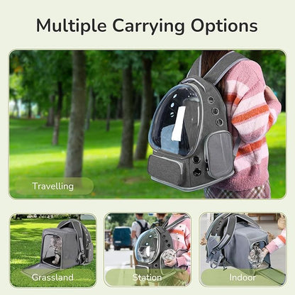 Cat Backpack Carrier for Large Cats, Expandable Cat Bubble Backpack, Dog Carriers for Small Medium Dogs, Airline Approved Pet Carrier for Travel Hiking Outdoor(Grey)