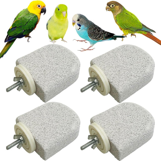 PINVNBY 4 PCS Bird Perch Stands Parrot Calcium Perch Beak Grinding Stone Foot Claws Trimmer Parakeet Platform Parrot Chewing Toys for Small Medium Cockatiel Conure Lovebird Finch