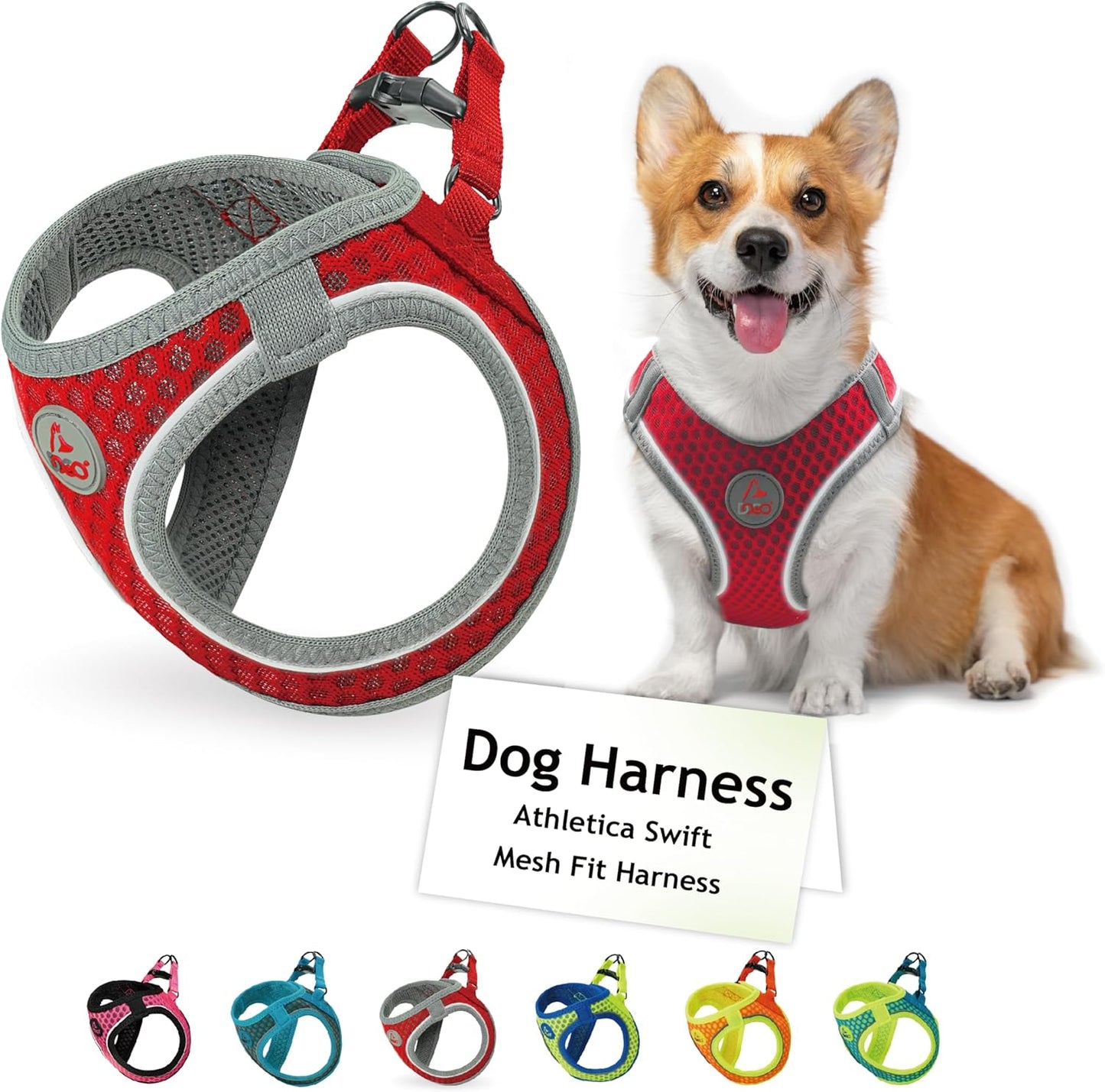 DOCO Dog Harness for Large Sized Dog - Athletica Adjustable, No Pull, No Choke, Puppy Vest Lightweight Air Mesh, Reflective, Puppy Essentials – Red, X-Large (Chest 20.5"-22", Weight 20–25 lbs)