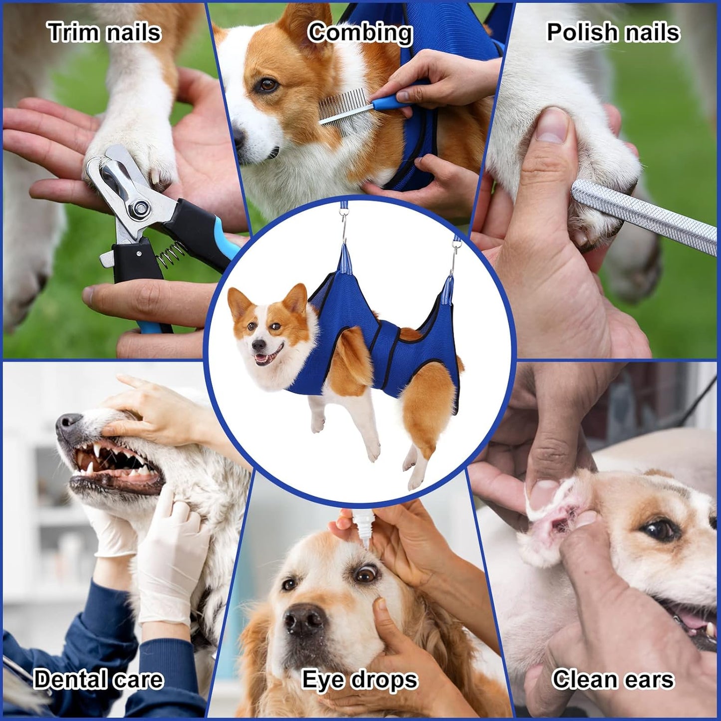 Dog Grooming Hammock XL Size Hanging Harness for Nail Clipping/Trimming, Dog Hammock for Nail Trim with Clipper, Groomin Sling Holder Hanger Wide Strap Sewed