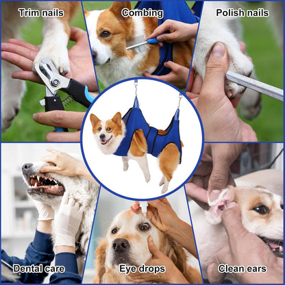 Dog Grooming Hammock XL Size Hanging Harness for Nail Clipping/Trimming, Dog Hammock for Nail Trim with Clipper, Groomin Sling Holder Hanger Wide Strap Sewed