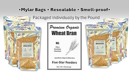 Wheat Bran Bedding & Gutload for Mealworms, Superworms, and Feeder Insects – 24 lb (384 oz) by Five-Star Feeders