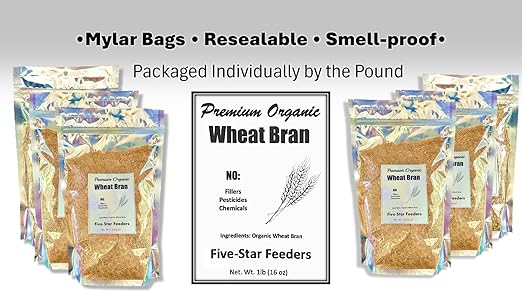 3 lb. Wheat Bran Bedding/Gutload for Mealworms and Superworms by Five-Star Feeders, 48 Ounces