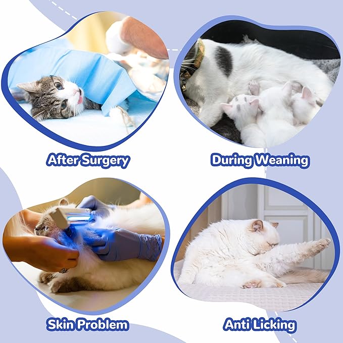 PUMYPOREITY Cat Recovery Suit for Hind Legs, Cat Surgical Spay Suit with Leg Sleeves to Stop Licking, Long Rear Sleeve Wound Cover Abdomen Kitten Onesie, Blue, S