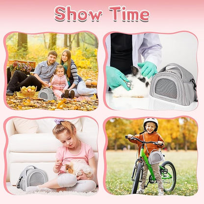 YUDODO Hamster Carrier Guinea Pig Carrier Bag Small Animal Sugar Glider Pouch Gerbil Hedgehog Portable Travel Carrier Outdoor Hangbag Flying Squirrel Rat Carrier Grey