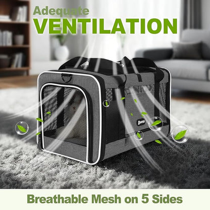 Cat Carrier 18x11x11 Top Load Soft Pet Travel Bag Over 15 lbs, Collapsible Small Dog Puppy Crate 10 Pounds, Small Animal Rabbit Kennel Carrying Case, Kitten Mesh Cage Medium Cat Under 25 Grey