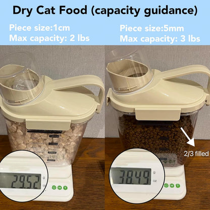 2-3lb Dog Food Storage Containers, Cat Food Container for 2-3 lbs, Dog food storage Airtight Storage with Measuring Cup, Can Lid and Can Scoop