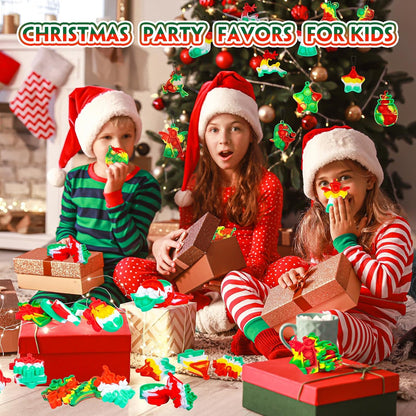 Christmas Pop Fidget Toys Bulk Its Christmas Party Favors for Kids 30 Pack Mini Pop Keychain It Stocking Stuffers for Kids Goodie Bag Stuffers Fidgets for Classroom Prizes Student Birthday Party Gifts