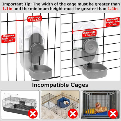 Kenond 28oz Hanging Automatic Rabbit Water Bottle, Guinea Pig Water Bottle No Drip, Gravity Water Dispenser for Cage, Suitable for Guinea Pig, Bunny, Hamsters and Other Small Animals(Gray)