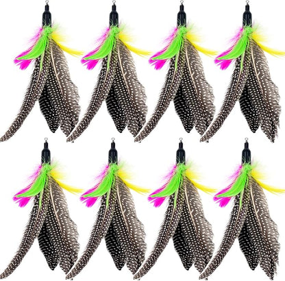 Cat Feather Toys Refills, 8 Pieces Natural Da Bird Feathers Refill, Cat Wand Replacement Feather for Indoor Cats (D)