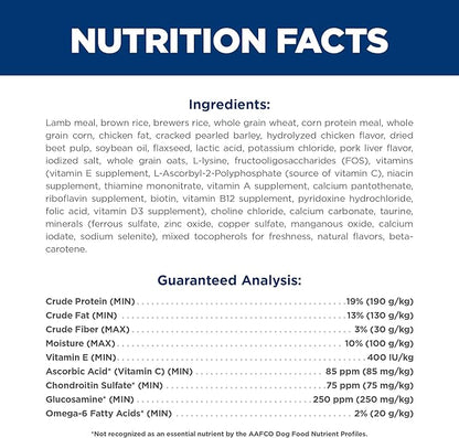 Hill's Science Diet Large Breed Adult Dry Dog Food 1-5, Quality Protein for Joint Support & Lean Muscles, Lamb & Brown Rice Recipe, 33 lb. Bag
