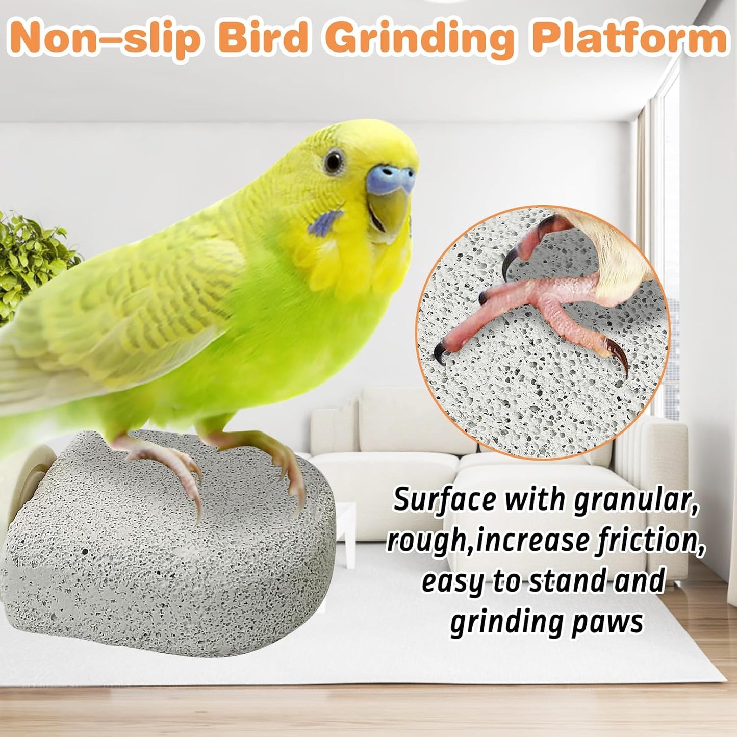 PINVNBY 6 PCS Bird Perch Bird Beak Grinding Stone Calcium Mineral Parrot Perch Foot Claws Trimmer Chew Toy Cage Accessories for Small Medium Budgie Cockatiel Conure Lovebird Finch