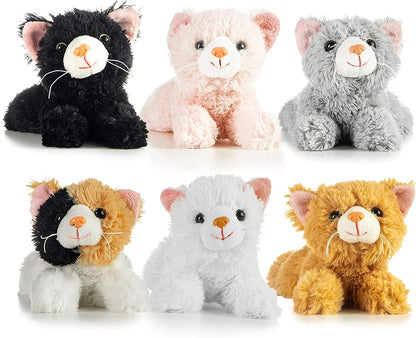 PREXTEX Realistic Looking Small Cat Stuffed Animal - 6 inch Stuffed Kittens with Lifelike Details - Plush Cat Set for Kids, Pet Toys, Home Decor, or Cat Lady Costume - Soft and Huggable - 6 Pack