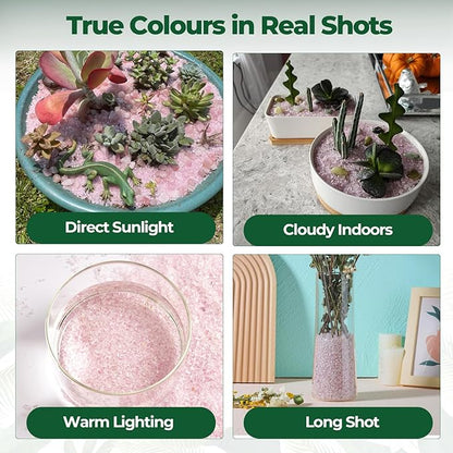 T4U Tumbled Chips Stones Crushed Crystal Quartz 1 LB, Irregular Shaped Gravel Pebble Healing Stone, DIY Smoothed Rocks for Potted Plant,Resin Art,Vase Fillers Aquarium Gravel Rocks (Light Rose)