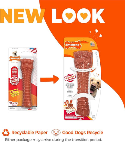 Nylabone Textured Knuckle Bone Power Chew Toy for Dogs, Durable & Tough Dog Toys for Aggressive Chewers, Bacon Flavor, X-Large - 50+ lbs, 1 Count
