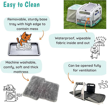 Premium Soft-Sided 2-in-1 Kittyrama Cat Carrier & Home Hideaway – Vet-Recommended Calming Den, Dual-Use Lounge & Travel Carrier with SBS Zippers, Airline-Approved Under-Seat Fit
