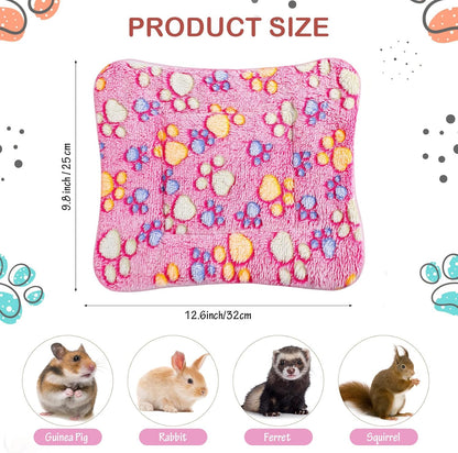 Tuanse 4 Pack Ultra Soft Dog Cat Bed Mat with Cute Prints Reversible Fleece Dog Crate Kennel Pad Cozy Washable Thickened Hamster Guinea Pig Pet Bed Mat for Small Animals(13 x 10 Inches,Vivid Color)