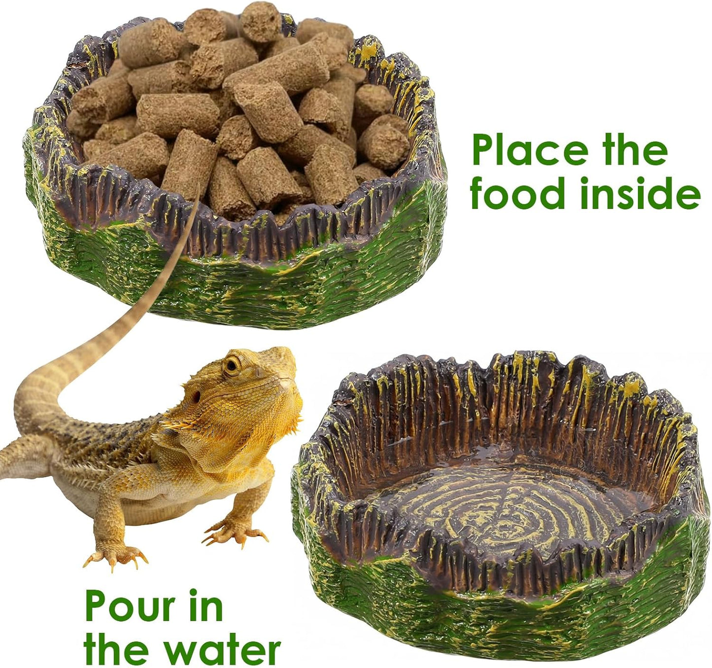 3Pcs Reptile Water Dish Hermit Crab Water Bowl Small Reptile Feeding Dish for Bearded Dragon Lizard Leopard Gecko