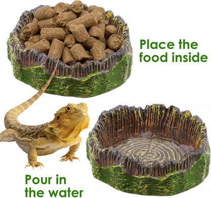 3Pcs Reptile Water Dish Hermit Crab Water Bowl Small Reptile Feeding Dish for Bearded Dragon Lizard Leopard Gecko