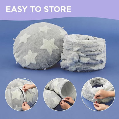 Lesure Cat Tunnel Bed for Indoor Cats - Cute Cat Donut Tunnel Toys for Small Large Cats with Washable Circle Cushion, Round Pet Peekaboo Cave Toy for Kitten/Puppy/Rabbit, Standard Grey