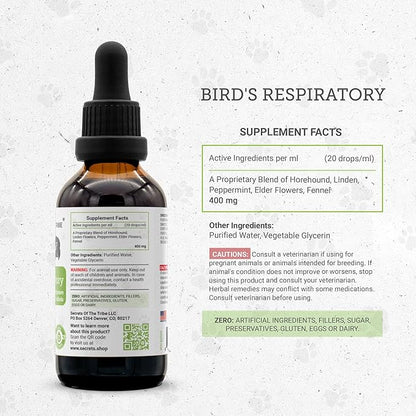 Birds Respiratory | Natural Herbal Dietary Pet Supplement for Birds | Healthy Respiratory System Support | Alcohol-Free Extract, Horehound, Linden, Peppermint, Elder Flowers, Fennel 2 oz