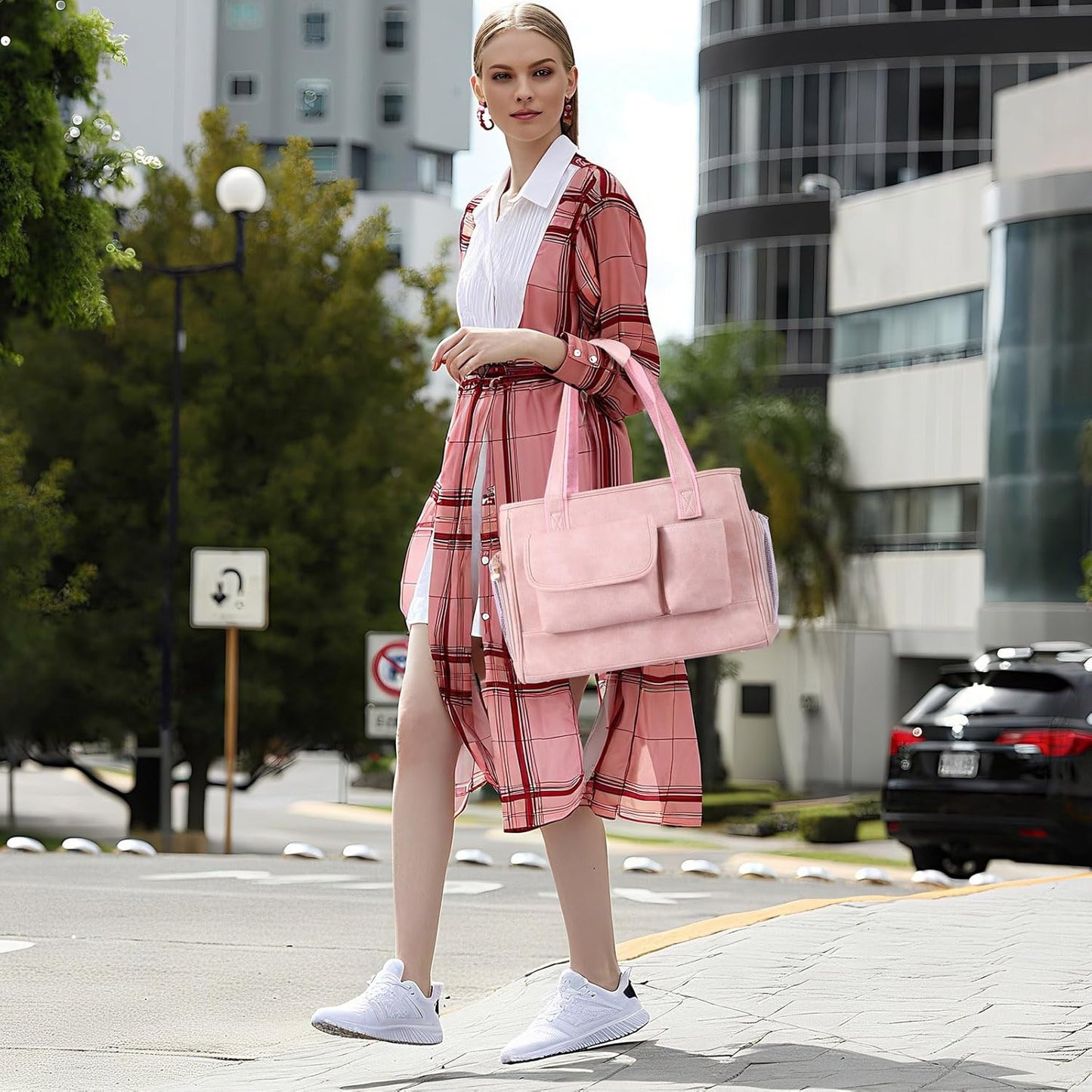 Dog Carrier Purse, Fashion Leather Pet Carrier Bag, Airline Approved Soft Sided Cat Travel Tote Bag with Pockets Pink