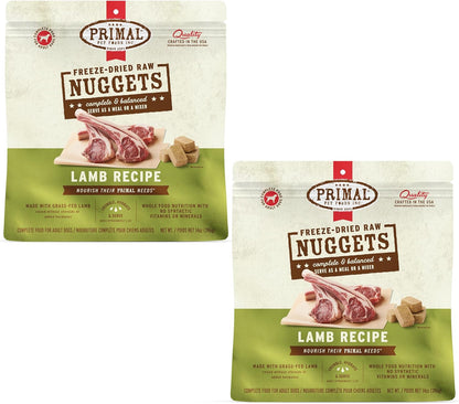 Primal Freeze Dried Raw Dog Food Nuggets, Lamb, Complete & Balanced Meal, Also Use as Topper or Treat, Premium, Healthy, Grain Free, High Protein Raw Dog Food, 14 oz (Pack of 2)