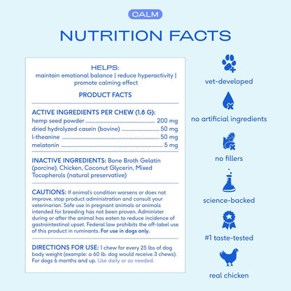 Native Pet Calming Chews for Dogs - Melatonin for Dogs Anxiety Relief - Grain Free All Natural Hemp Calming Treats & L-Theanine Helps Manage Stress & Separation Anxiety - Puppy Sleep Aid - 30 Chews