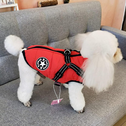 Aiboria Dog Jacket Dogs Vest Coat Windproof Warm Pet Fleece Dog Sweater Padded Vest with Chest Strap Harness Red S